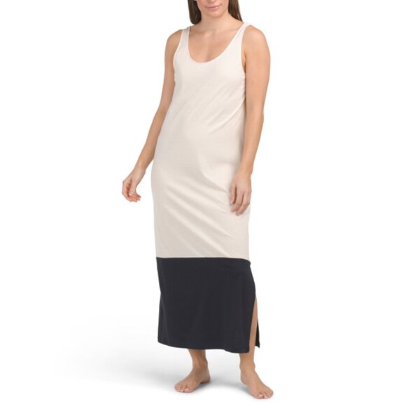HANRO  Portugal Laura Cotton Blend Color Block Tank Nightgown - Picture 1 of 2